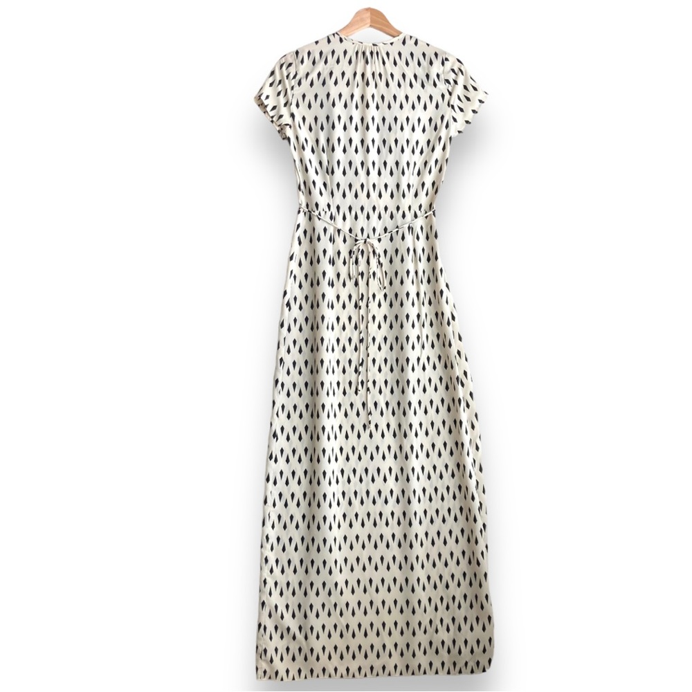 Lulu's Women's cream diamond print Short sleeve wrap maxi dress, Sz XS - Picture 13 of 16